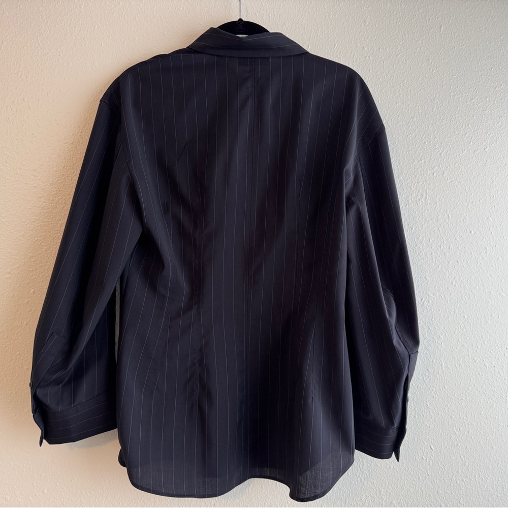 COS Waisted Pinstripe Wool Button Down Shirt - Picture 10 of 10